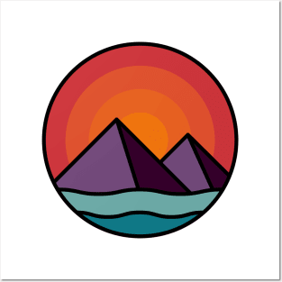 Colourful mountains and waves Posters and Art